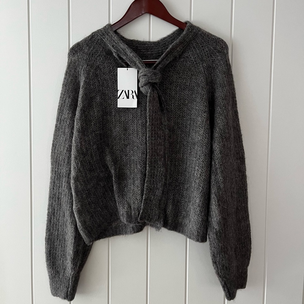 Zara tie neck sweater, size L